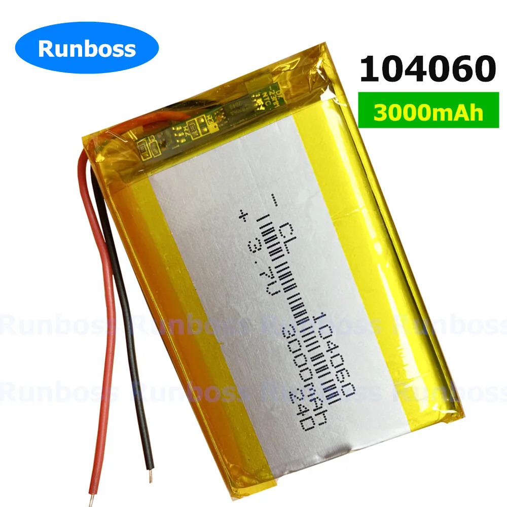 3.7V 3000mAh 104060 lipo polymer lithium Rechargeable battery cells for GPS power bank Tablet PC PAD PDA Laptop speaker recorder