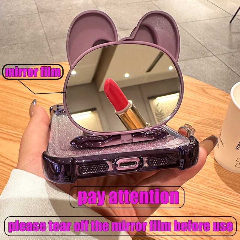 For Huawei Nova 9 Se 10 11 Pro 12 Lite 7 12s Rabbit Mirror Stand Four Corner Anti-shock Case Plating Nova9 Nova12s Protect Cover image 2