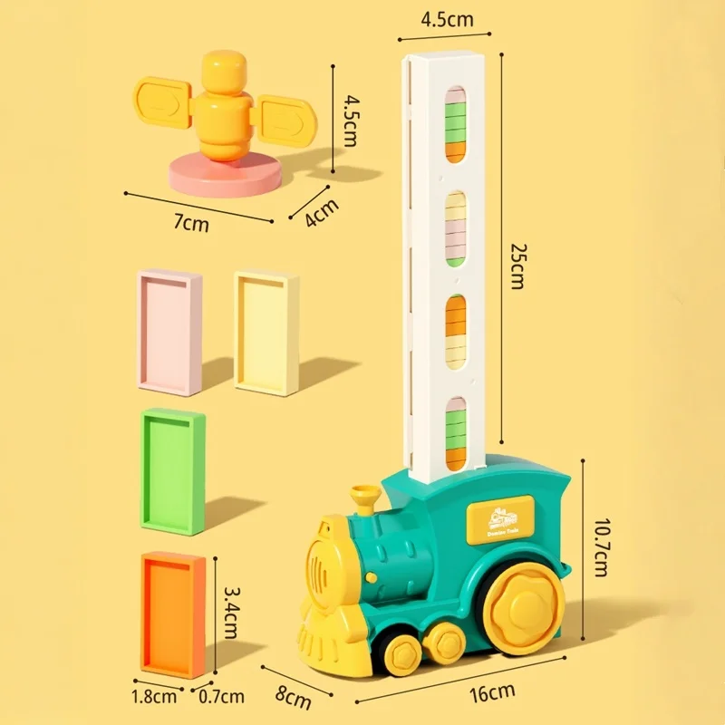 لعبة قطار الدومينو للأطفال، سيارة كهربائية أوتوماتيكية، مجموعة الطوب الدومينو الملونة، ألعاب تعليمية للأطفال، هدية عيد ميلاد