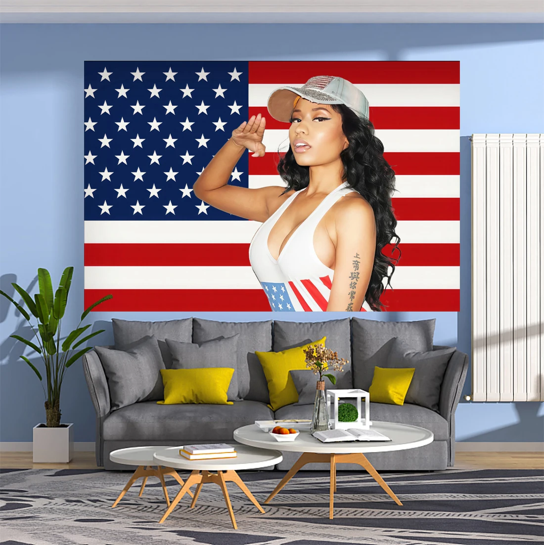 Music Singer Tapestry American Usa Flag Printed Wall Hanging Carpets Art Aesthetic Bedroom Or Home For Decoration