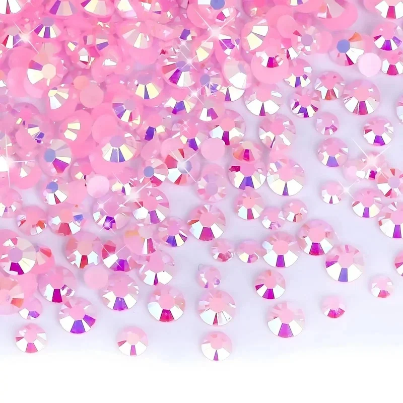 5000/10000PCS Lt Pink AB Flatback Resin Jelly Rhinestones 2-6mm Drill Faux Gems Bead for Crafts DIY Nail Art Charms Supplies