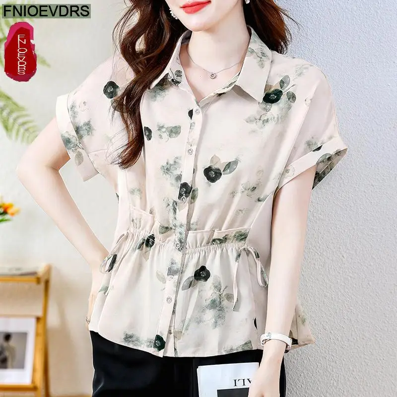 L-3XL Loose Clothes 2024 Women European Fashion Elegant Button Shirt Ruffles Casual Tunic Belly Peplum Tops And Blouses