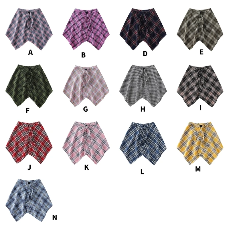 

Unisex Wrap Skirt Layered Asymmetrical Hip Scarf Checkered Overskirt Streetwear Drop shipping