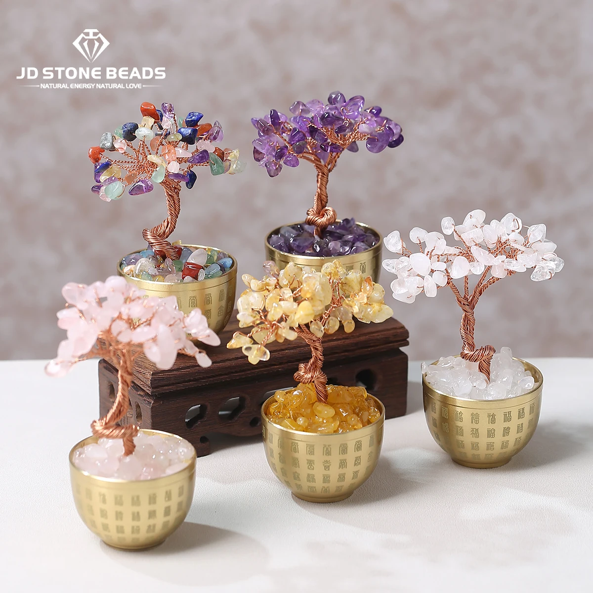 

Natural Citrine Gravel Stone Lucky Wealth Tree Bowl Shape Copper Wire Wrapped Feng Shui Trees Reiki Healing Tabletop Ornaments