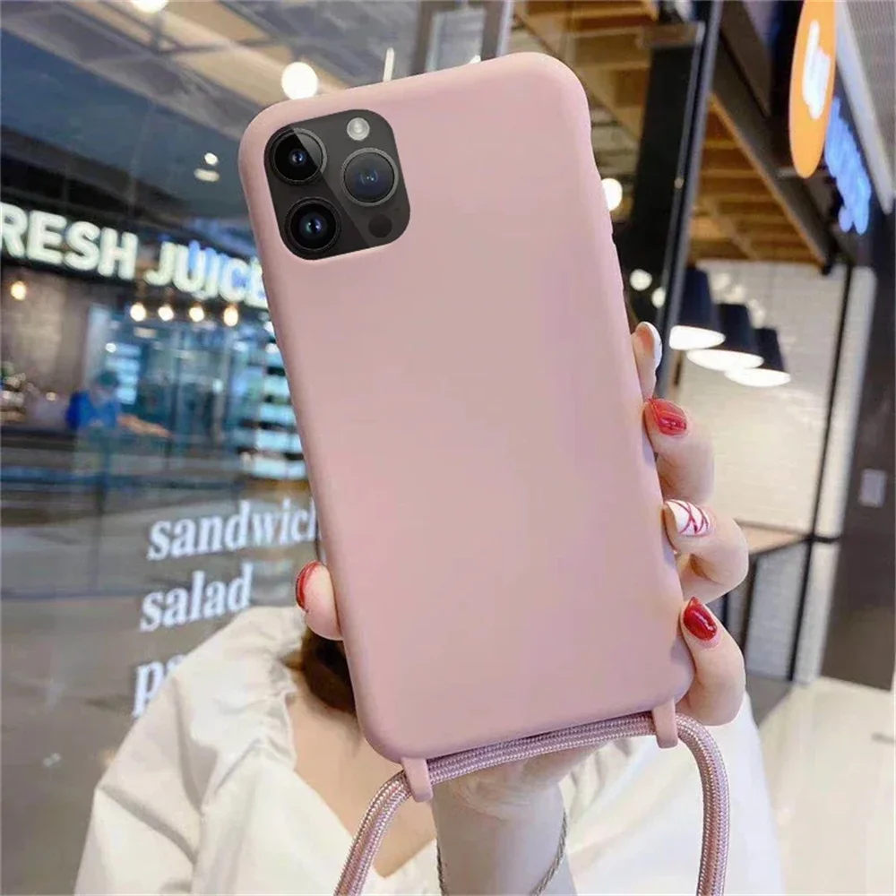 Crossbody Necklace Lanyard Cord Phone Case For iPhone 16 15 14 Plus 13 12 Mini 11 Pro XS Max XR X Silicone Soft TPU Back Cover image 3