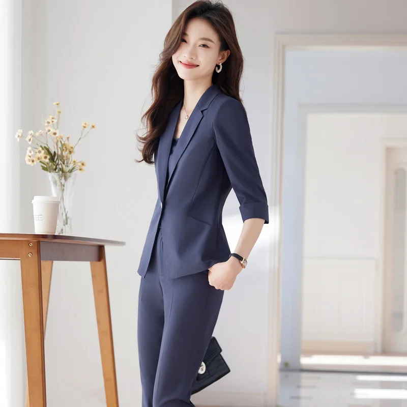 NAVIU Women Spring New Fashion Professional Suits Matching Set Korean Elegant Casual Blazer Coat Pants Two Piece Female Clothing