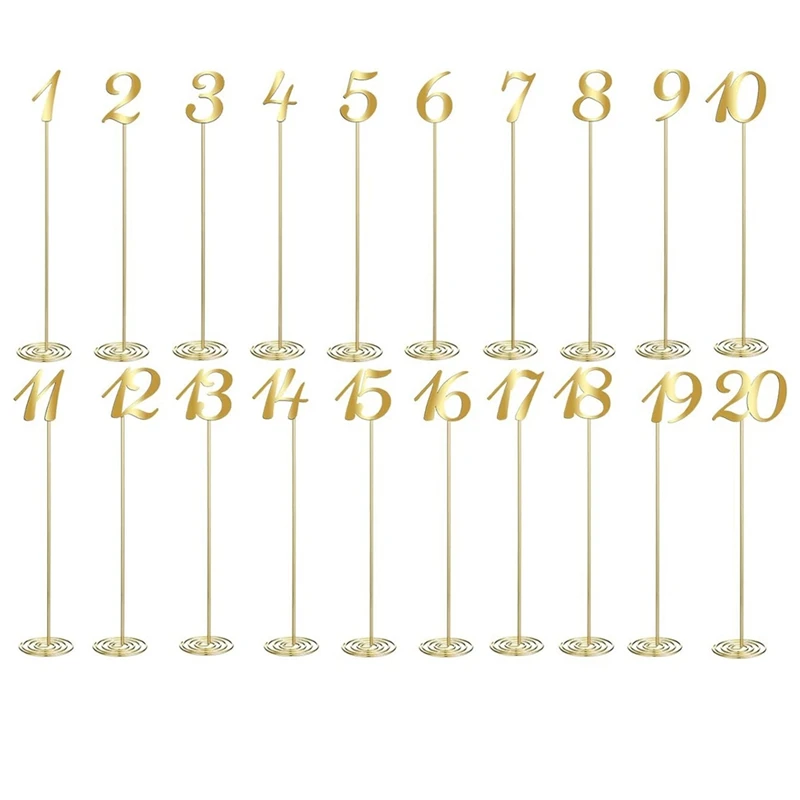 

Metal Table Numbers Party Table Number 1-20 For Wedding Reception 12 Inch With Sturdy Holder Base