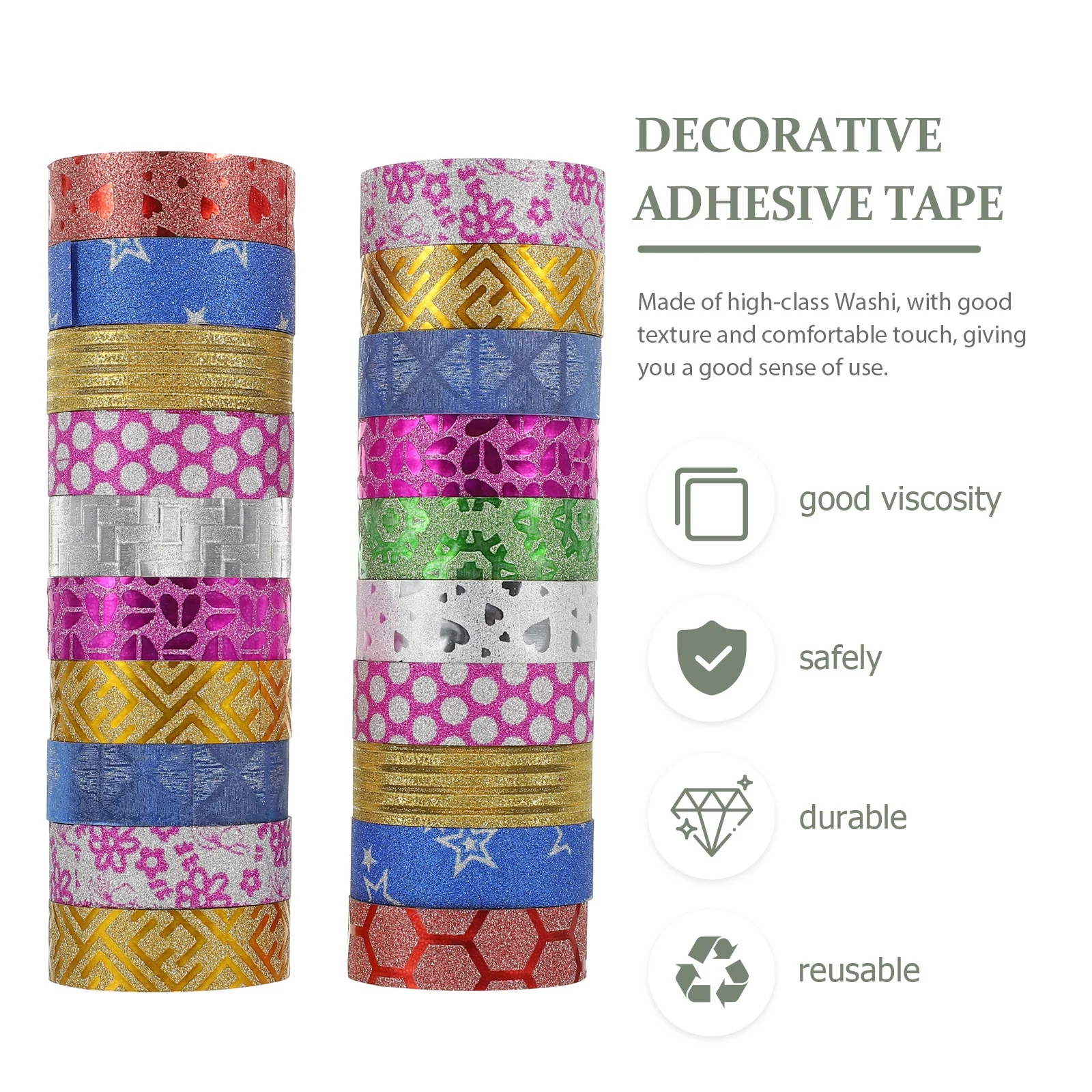 100 لفة فلاش وشريط ورقي ملون ذاتي اللصق لتقوم بها بنفسك مجموعة أشرطة اشي لمشاريع ألبوم المجلات الحرفية الزخرفية #3