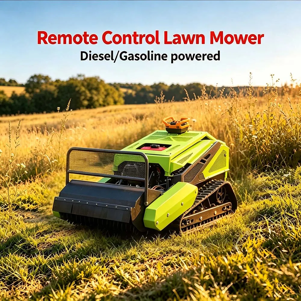 Customized 13HP Remote Operated Crawler Lawn Mower 6.5mm Serrated Blade For Canal Irrigation Channel Bank Green Weeding Work
