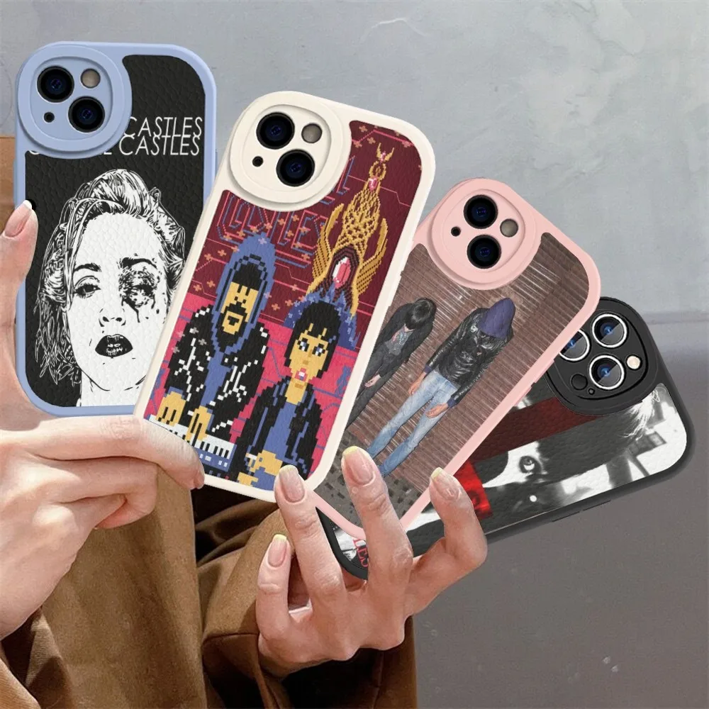 C-Crystal C-Castles Phone Case Hard Leather For iPhone 16 15 14 13 12 Mini 11 14 Pro Max Xs X Xr 7 8 Plus Fundas