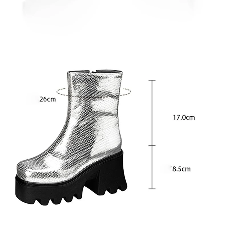 

REAVE CAT 2025 Модный дизайн Женские ботинки с круглым носком на блочном каблуке 8,5 см Платформа на молнии Большой размер 42 43 44 Сексуальная женская обувь для свиданий Bota