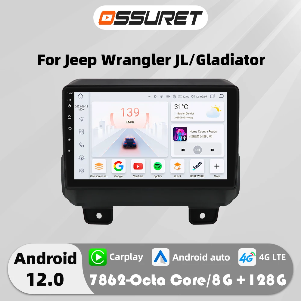 

Car radio For Jeep Wrangler JL 2018-2021 Android Auto multimedia Video player For Gladiator 4G Carplay 2din SWC Screen Head Unit