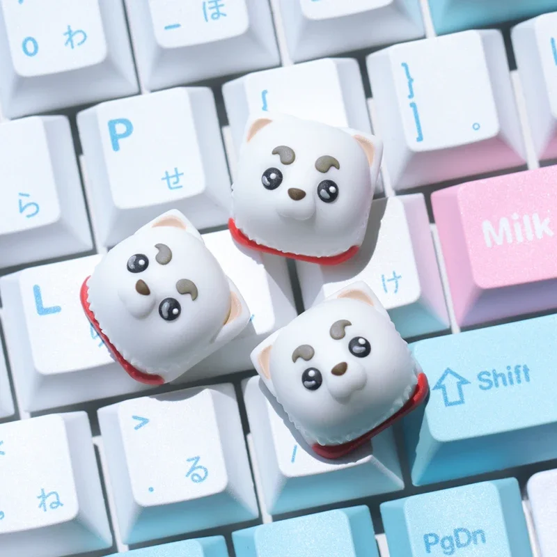 

GINTAMA Cute Sadaharu Key Caps Resin Layered Drip Gel Cross Switch Anime Peripherals Keycaps for Mechanical Keyboard Accessories