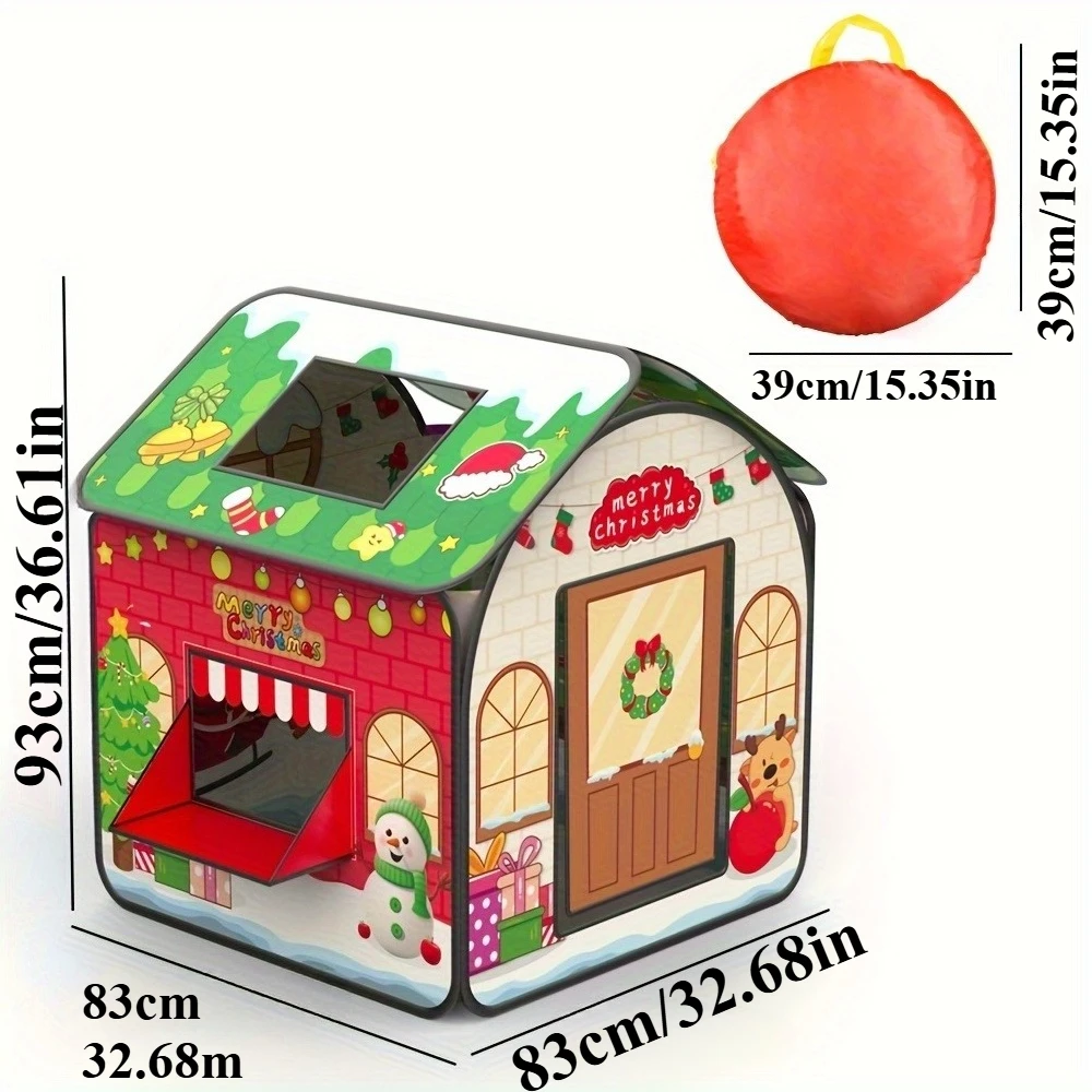 Tenda da gioco natalizia per bambini Casetta da gioco con porte Finestre Casetta da gioco per bambini per interni ed esterni Fai finta di giocare con un regalo di Natale