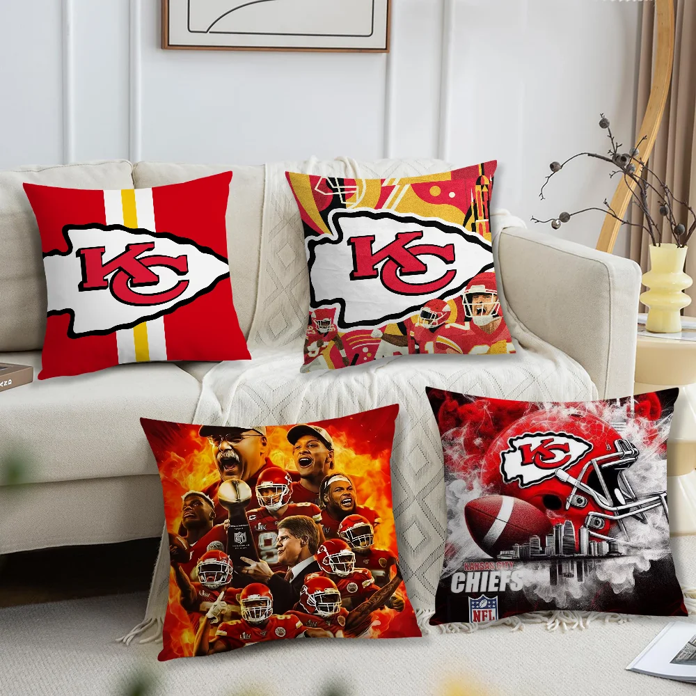 American Football Cool Living Room Headboard Bedroom Office Cushion Cushion Sofa Nap Time K-Kansas City C-Chiefs Pillow Case