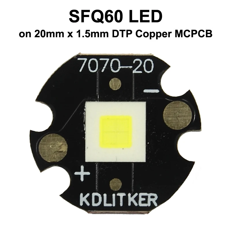 SFQ60 4x Core 80W 20A 6000 Lumens Long Throw SMD 7070 LED on KDLITKER DTP Copper MCPCB Flashlight DIY