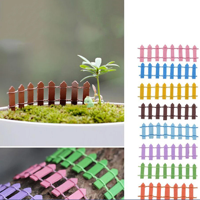 【S】5Pcs Random Miniature Small Wood Fence DIY Fairy Garden Micro Dollhouse Gates Decor