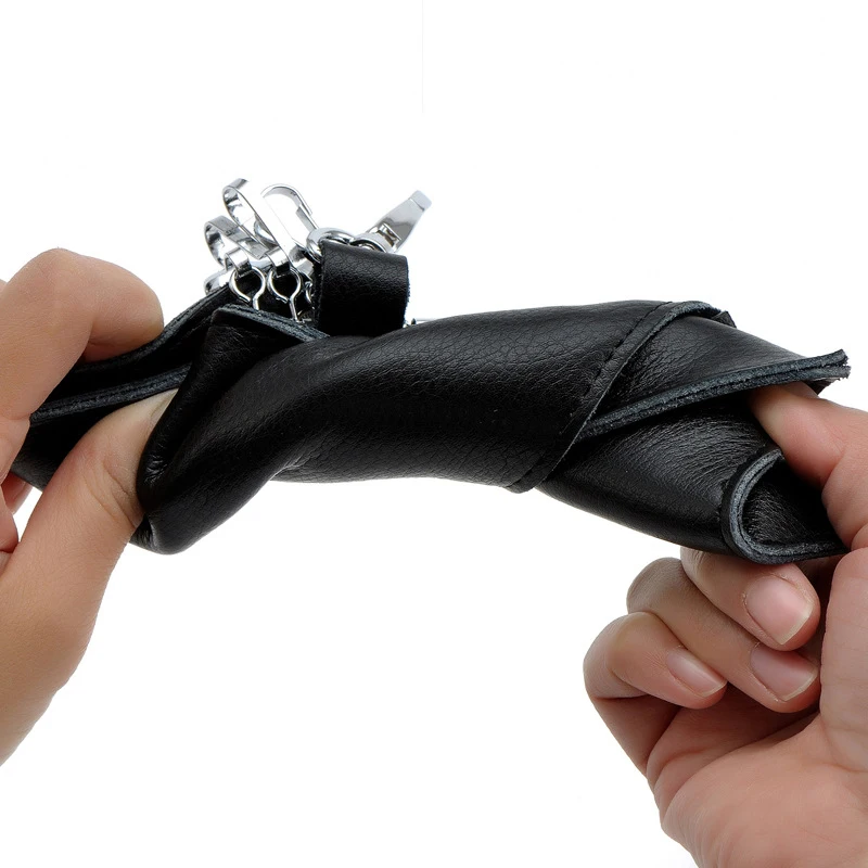 Брелок из натуральной кожи для мужчин и женщин, держатель для ключей, органайзер, сумка из коровьей кожи, кошелек для ключей от машины, чехол для ключей, мини-сумка для карт