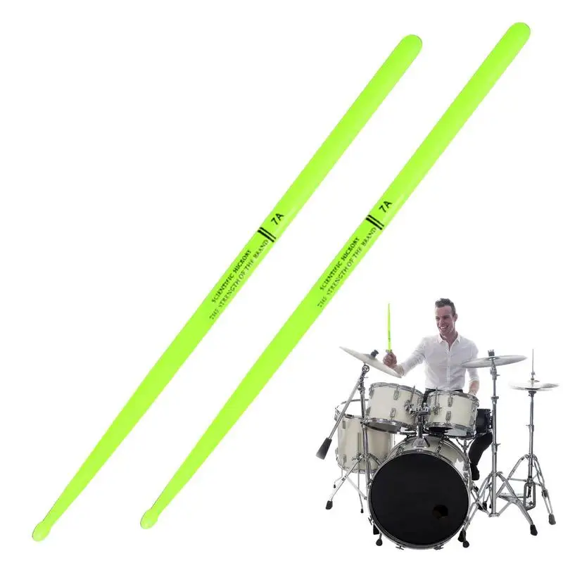 Glow Drumsticks Fluorescent Bright Drum Sticks Soft And Lightweight Glow In The Dark Drumsticks For Drummer Adults