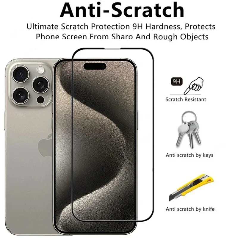 3Pcs Tempered Glass for iPhone 14 11 12 13 Pro Max Mini 7 8 15 16 Plus Full Cover Screen Protector for IPhone 15 PRO XR X XS MAX