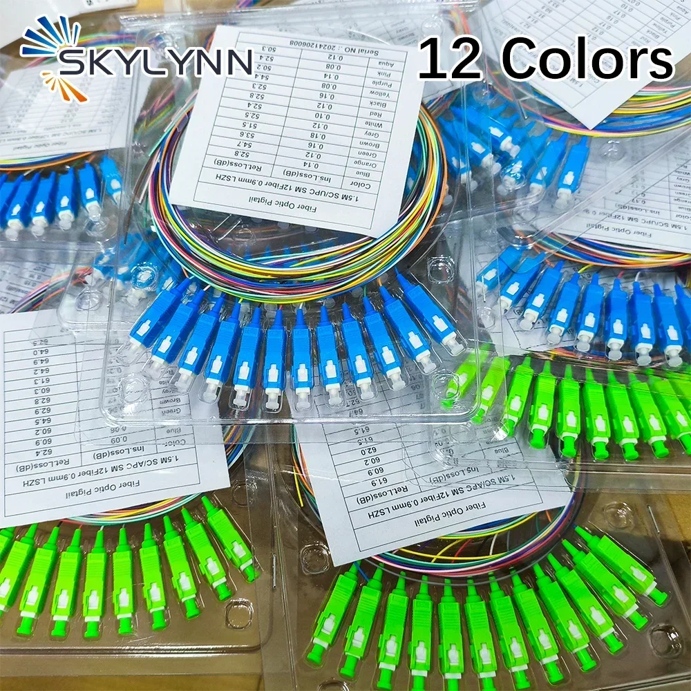 

12-цветная оптоволоконная косичка SC/APC UPC, одномодовая SM G657A1, 0,9 мм, 1,5 м, куртка LSZH высокого качества, настраиваемая G652D/G657A2