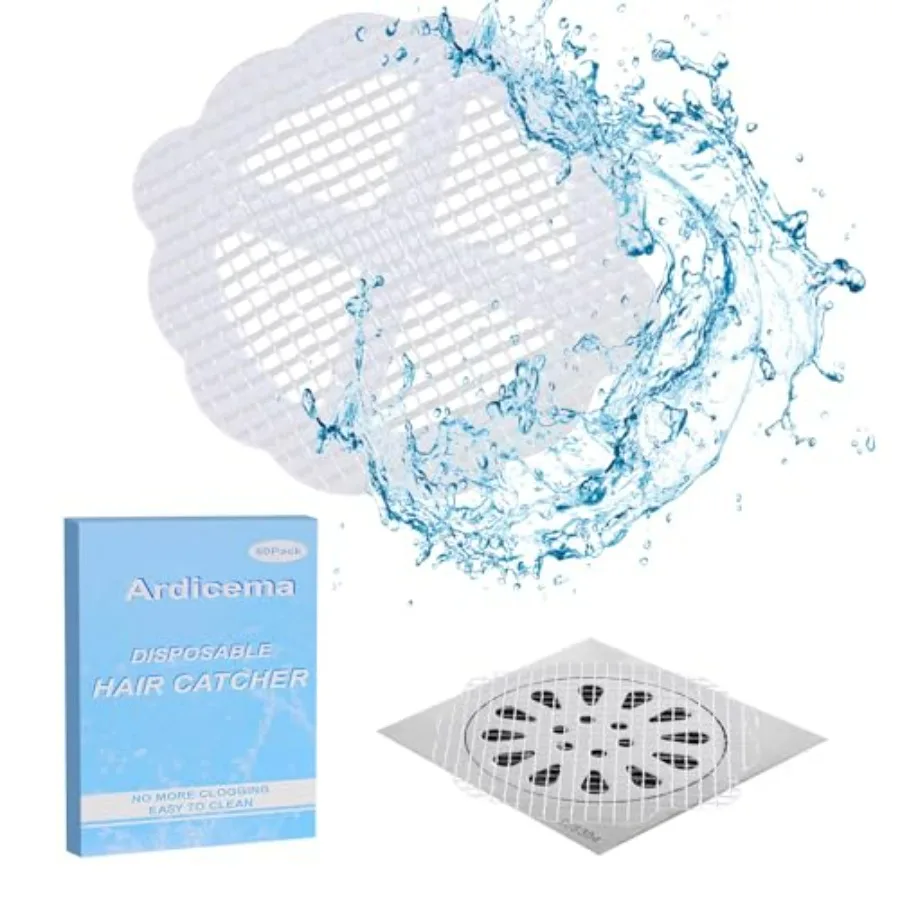 

Disposable Hair Drain Catcher 50Pack - Easy to Clean, No More Clogging with Drain Buddy Mesh Stickers - Round