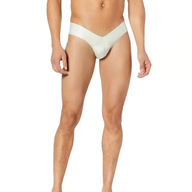 Transparent Man Thongs Underpants Seamless Mens Latex Underwear Pants Pouch Design Low Waist Erotic Lingerie Briefs
