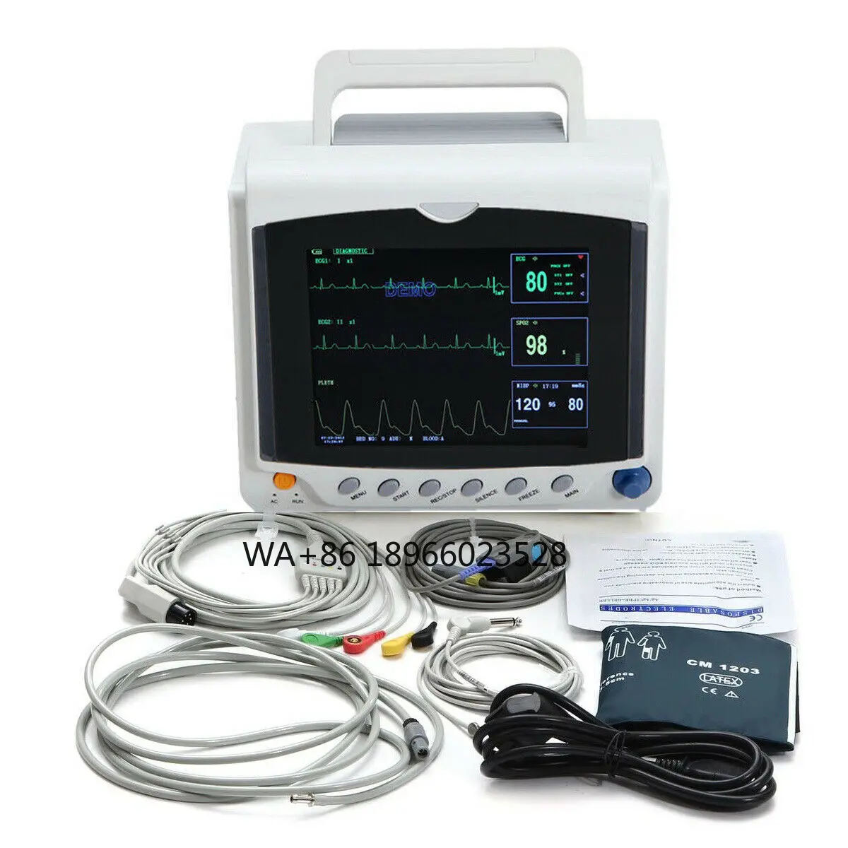 

CE Certified CMS6000 8-Inch Multiparameters Patient Hospital Moniteur TEMP PR Made Durable Plastic