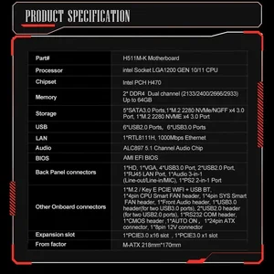 Jingsha-Mother Signs, H511M-K, LGA 1200, LGA 1200, i5 11400F CPU + 2x8GB, DDR4, LGA 1200 motherboard kit 1200 8 Main Sales Plate LGA 1200 - №8