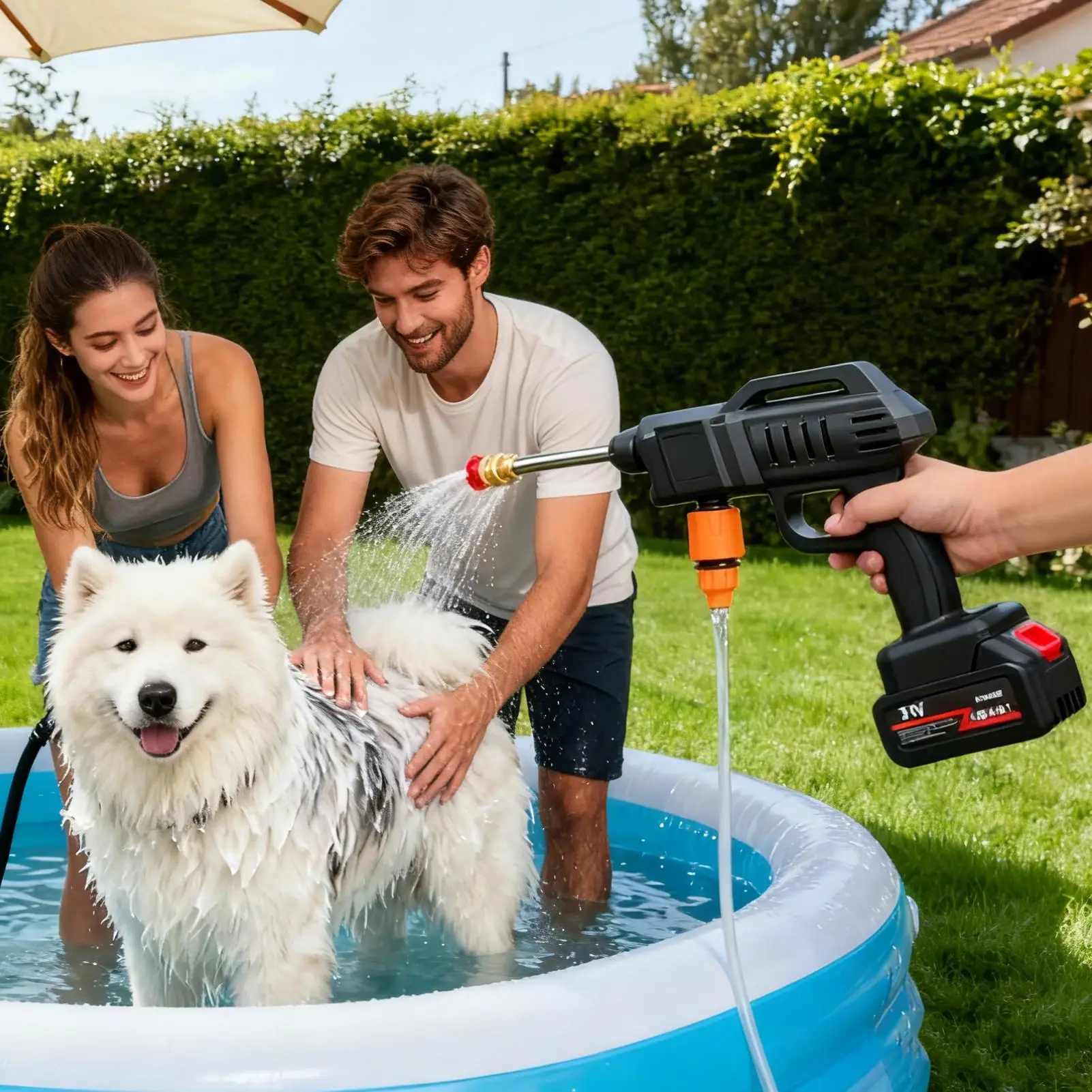 

Portable Pressure Washer Cordless Vehicle Power Cleaner Rechargeable Car Pressure Washer With 16.4 Ft Hose For Car Home Garden