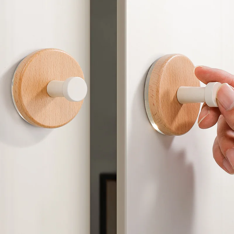 AOBT Modern Minimalist Suction Cup Door Handle Solid Wood Wardrobe Door Pull for Window Glass Sliding Door And Cabinet