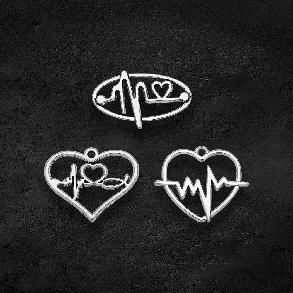 10-30pcs/lot Antique Heartbeat ECG Heart Rate Charms Infinity Love Pendants For Diy Jewelry Making Findings Craft Wholesale
