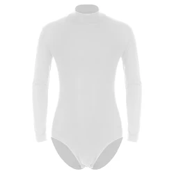 Męskie trykoty z długim rękawem jednoczęściowy podkoszulek z dekoltem w jednolitym kolorze napa body Unitard Romper bielizna nocna