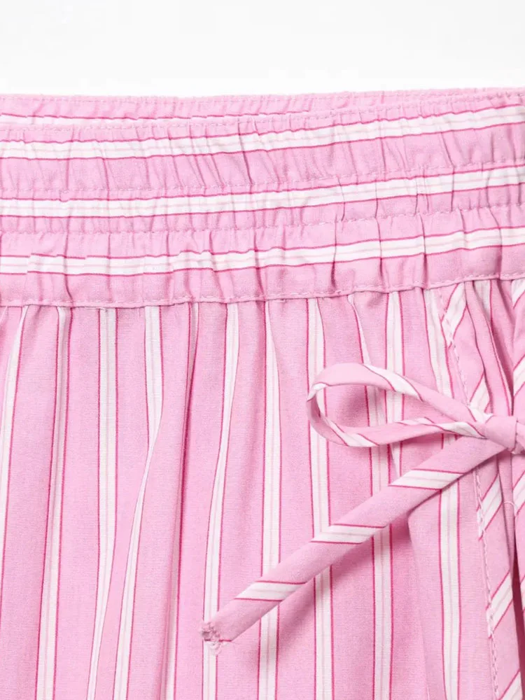 2025 نساء موضة 2 قطعة مجموعة مخطط القوس الدانتيل يصل الخامس الرقبة سترة و Vintage عالية مرونة الخصر السراويل الإناث شيك مجموعة تي شيرتات قصيرة للأطفال #6