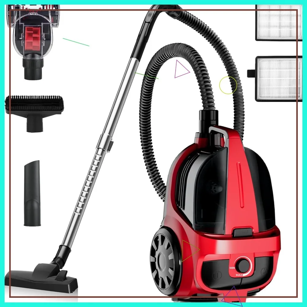 

Беспроводной пылесос-цилиндр 1600 Вт с силой всасывания 45 кПа, контейнером для пыли 4 л, регулируемой скоростью, 5 насадками для дома, шерсти животных, ковров