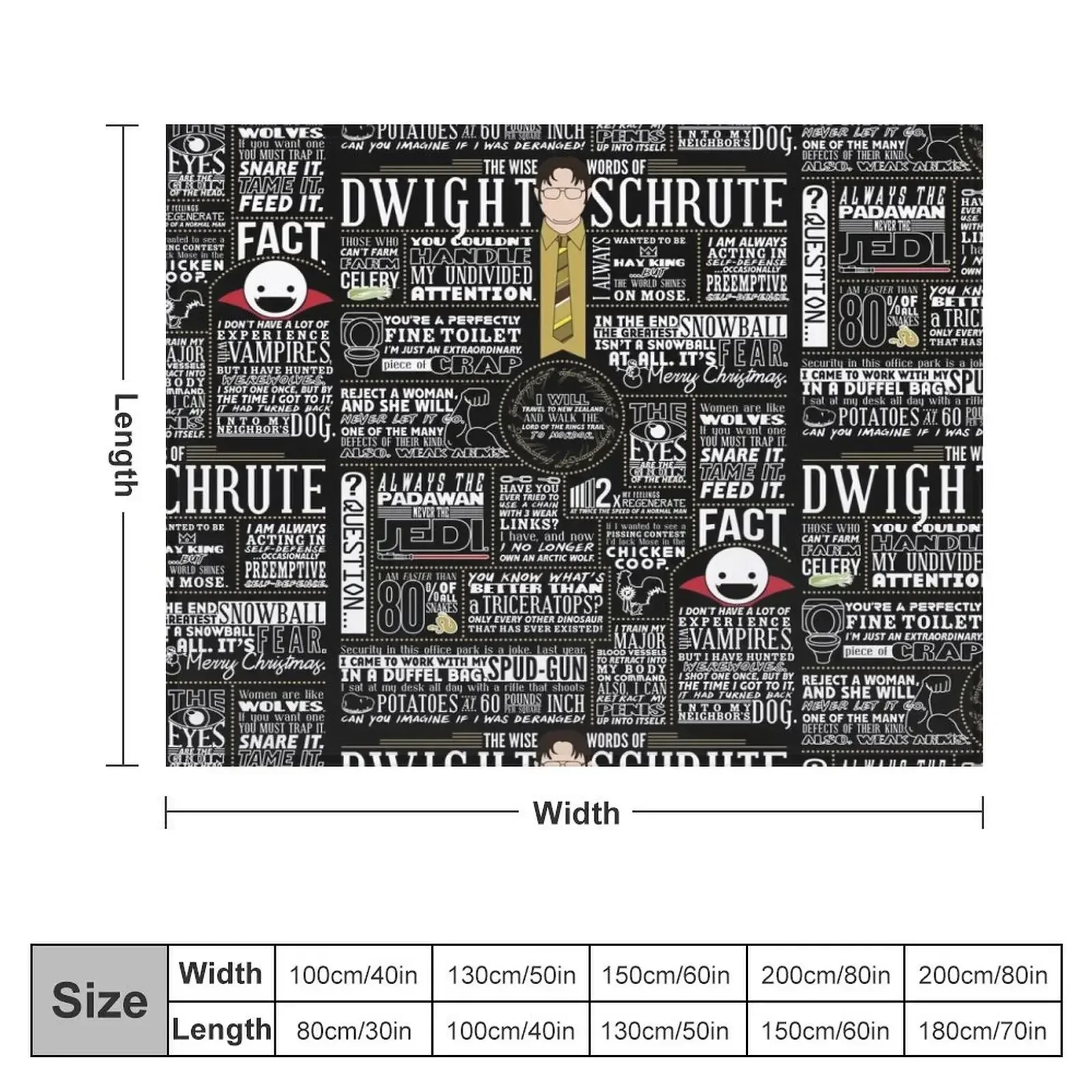 The Wise Words of Dwight Schrute (Dark Tee) Throw Blanket Camping Custom Blankets