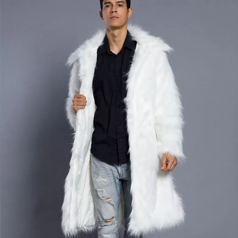 

Loose Leisure Niche Versatile Skinny Men's Winter Tops Coat Faux Fur Square Collar Eco Thickened Warm Vintage Simple Comfortable