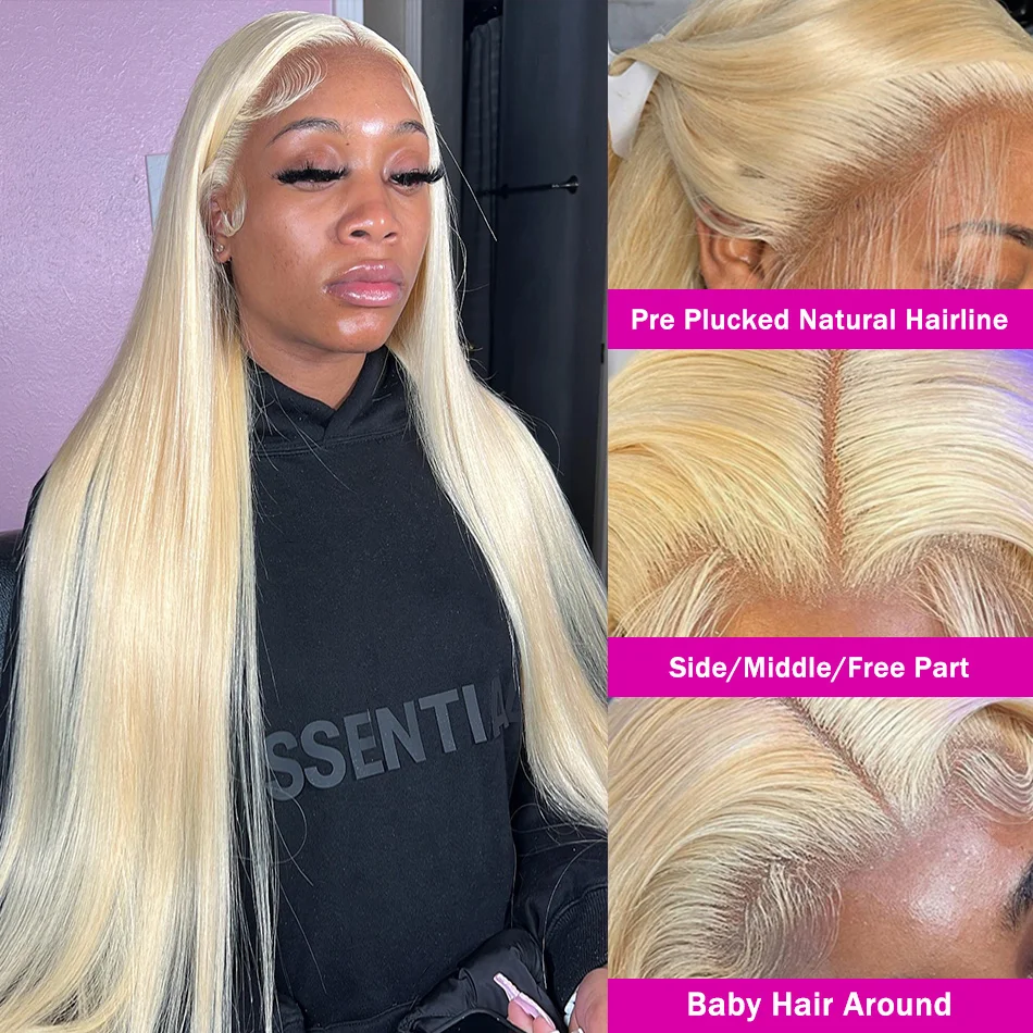 30 38 Inch Straight Blonde Wig Human Hair 13x4 13x6 Hd Blonde Lace Frontal 613 Color Brazilian Pre Plucked Wigs For Women 200% image 4
