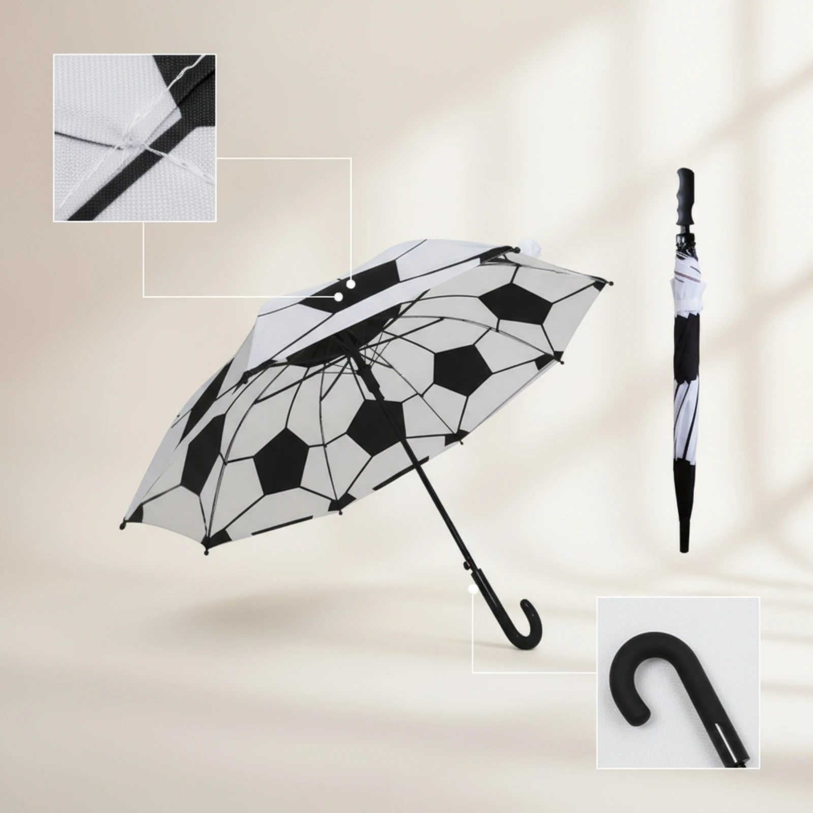 Soccer Ball Umbrella Straight-Shaft Soccer Umbrella Novelty Sporty for Children, Rainy Days, Sports Events - view 5