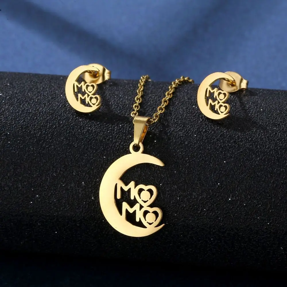 سلسلة الترقوة من الفولاذ المقاوم للصدأ لعيد الأم ، قلادة ماما زهرة ، لون ذهبي ، قلادة قلب مجوف ، هدايا مجوهرات ، عيد الشكر