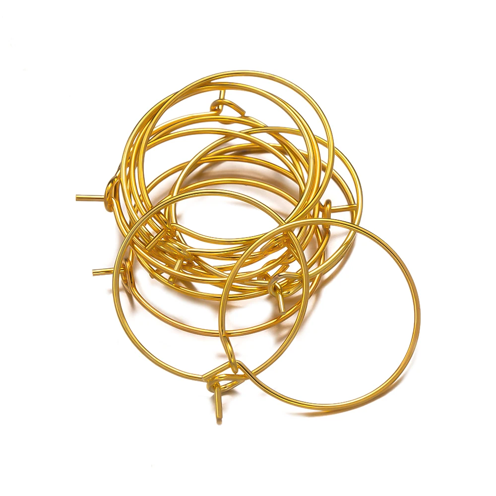 50Pcs/Lot Stainless Steel Gold Big Circle Wire Hoops Loop Earrings High Quality DIY Earring Jewelry Making Accessories Supplies