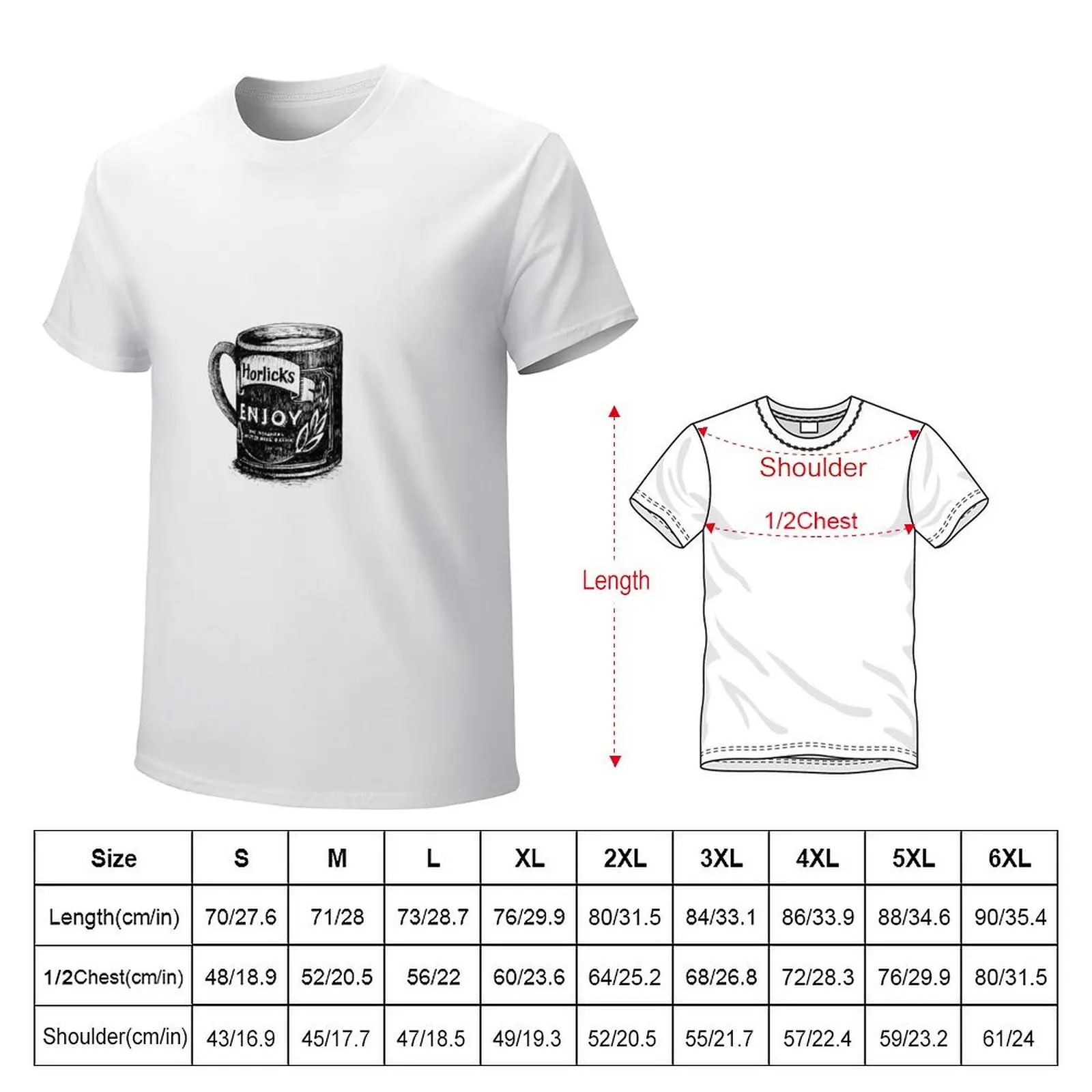 Horlicks Mug T-Shirt blanks tops plain white t shirts men