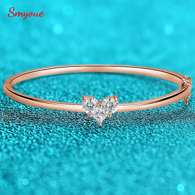 

Smyoue 14K Plated Certified All Moissanite Bangles for Women Gems Lab Diamond Luxury Jewelry S925 Sterling Silver Shani Abergel