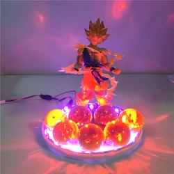 Anime Figures Lampara Dragon Ball Z Son Goku Action Figures Super Saiyan Toys Crystal Balls Remote Control PVC DBZ Kids Gift