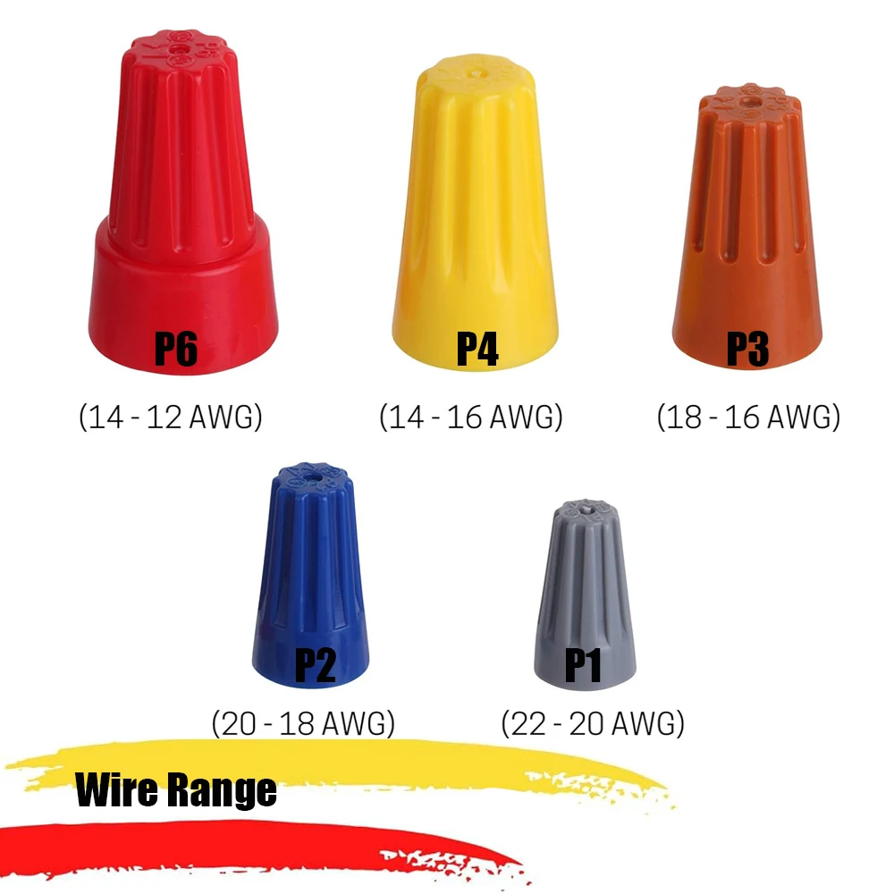125-75pcs/Set Quick Wire Connector Colorful Electrical Insulated Crimp Twist Terminal P1-P6 Nut Spring End Cap Connection