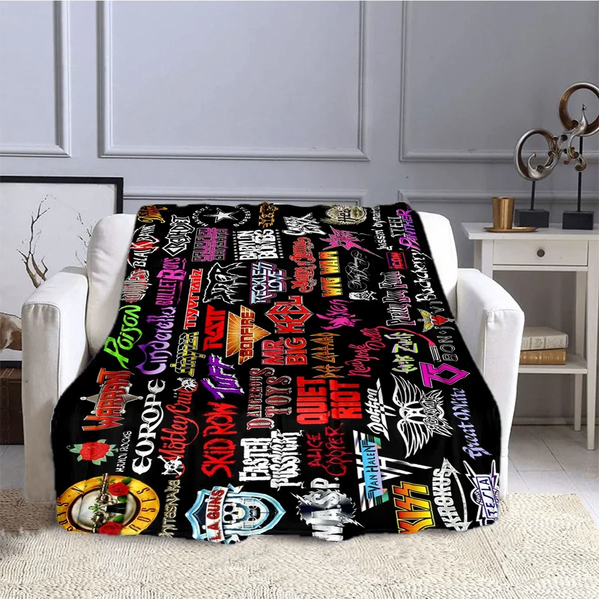 Band logo Music Rock and Roll logo Pattern Blankets Children's High Quality Flannel Blanket Soft Comfortable Home Travel Blanket