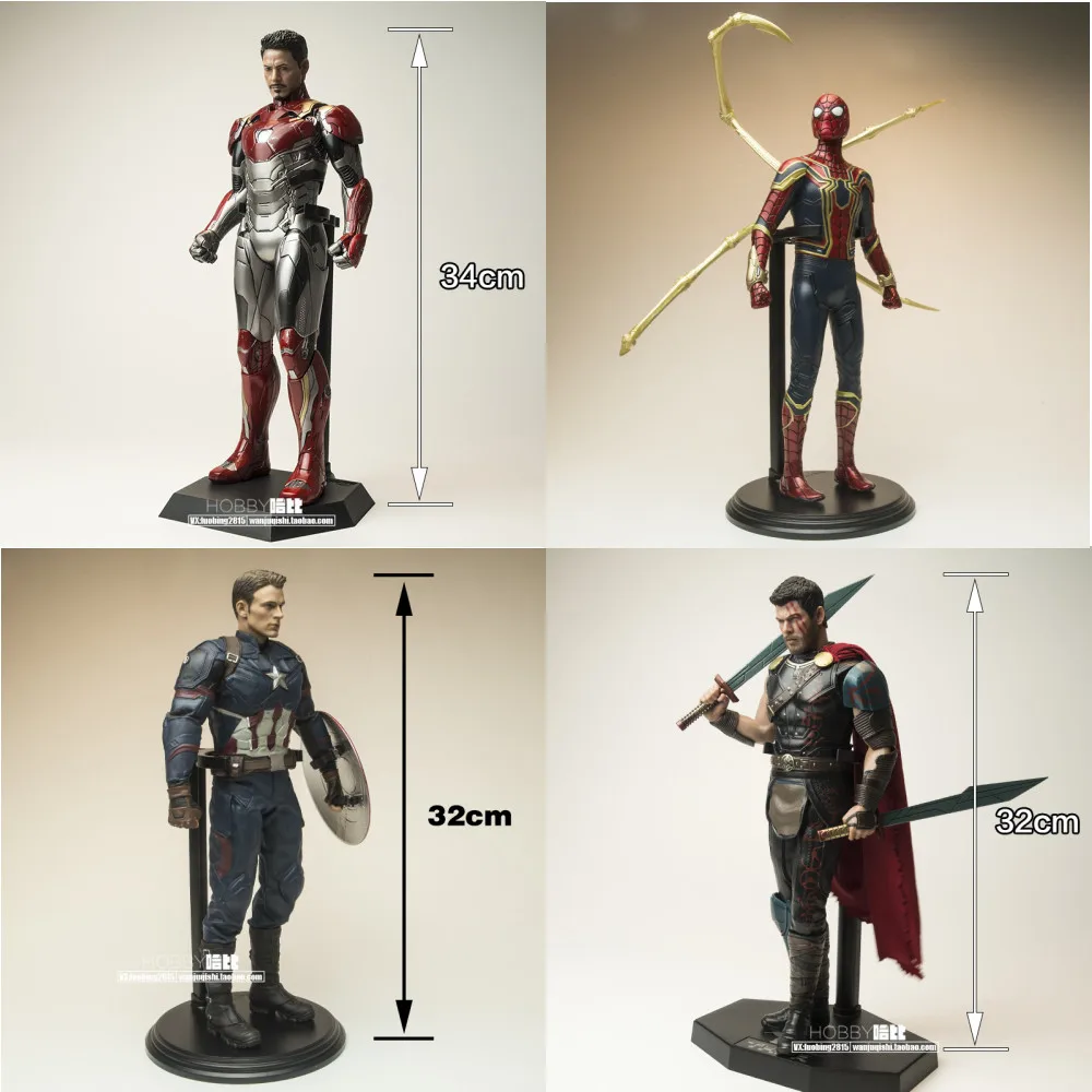 

1:6 Marvel The Avengers Live Version Iron Man Mk50 Spiderman Captain America Anime Figures Model Ornaments Collectible Toys Gift