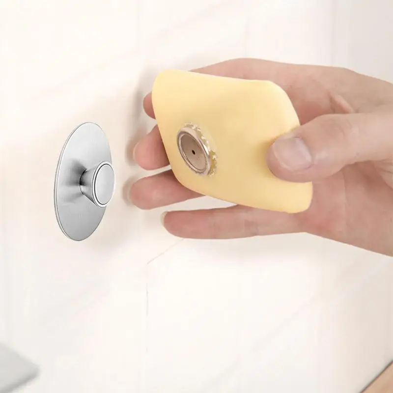 1pc Wall-mounted Magnetic Soap Holder Stainless Steel Soap Hanger Creative Self Draining Punch-Free Soap Dish Bathroom Organizer