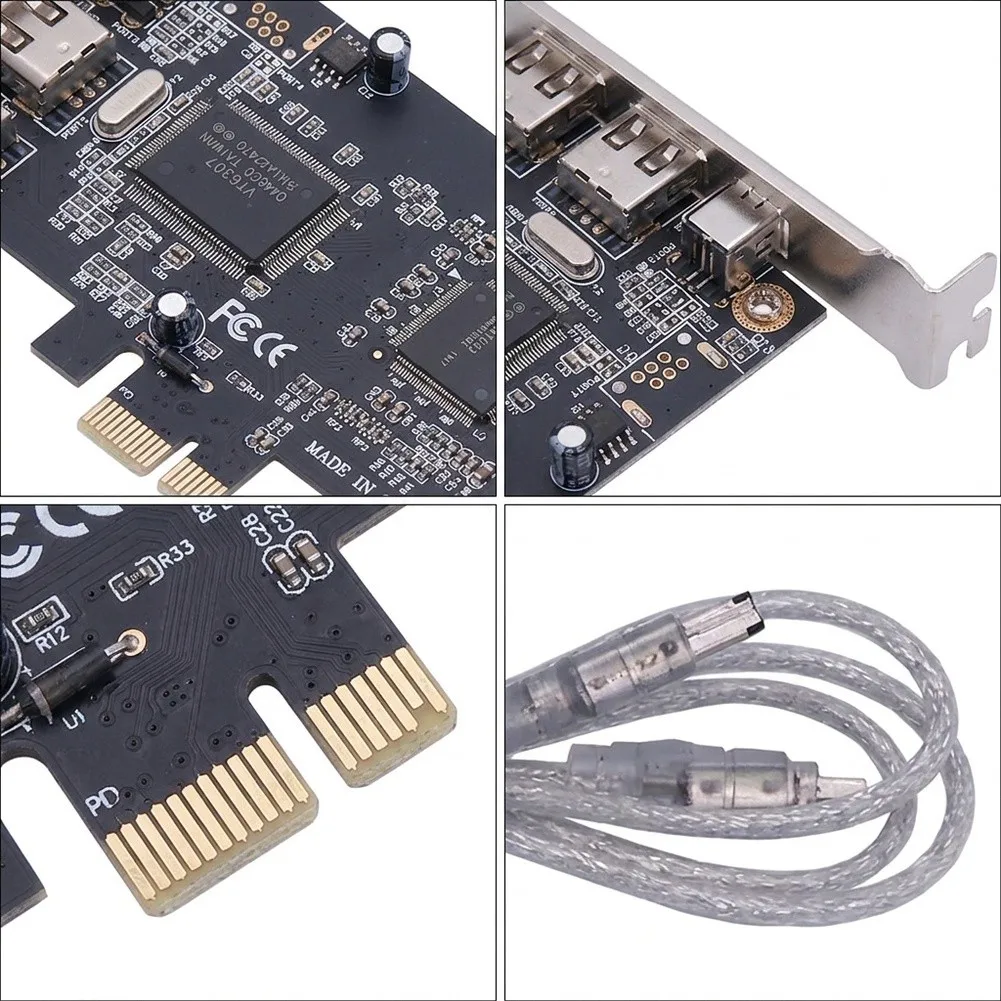 3 Port For Ieee 1394a For Firewire Expansion Card For Pcie X1 To External 6Pin 4Pin Adapter For DV HDV For Camcorder Hard Drive