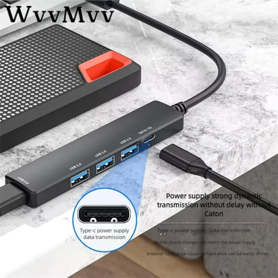 PD 65W USB C HUB Type C to USB 3.0 HUB 5Ports Multi Splitter Adapter OTG For Xiaomi Lenovo Macbook Pro 13 15 Air Pro PC Computer